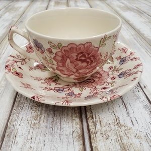 Vtg Rose Chintz Pink Tea Cup and Saucer Set.